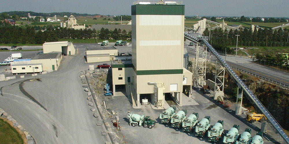 aerial view of the modern-day stone-crushing facility at Rohrer's Quarry